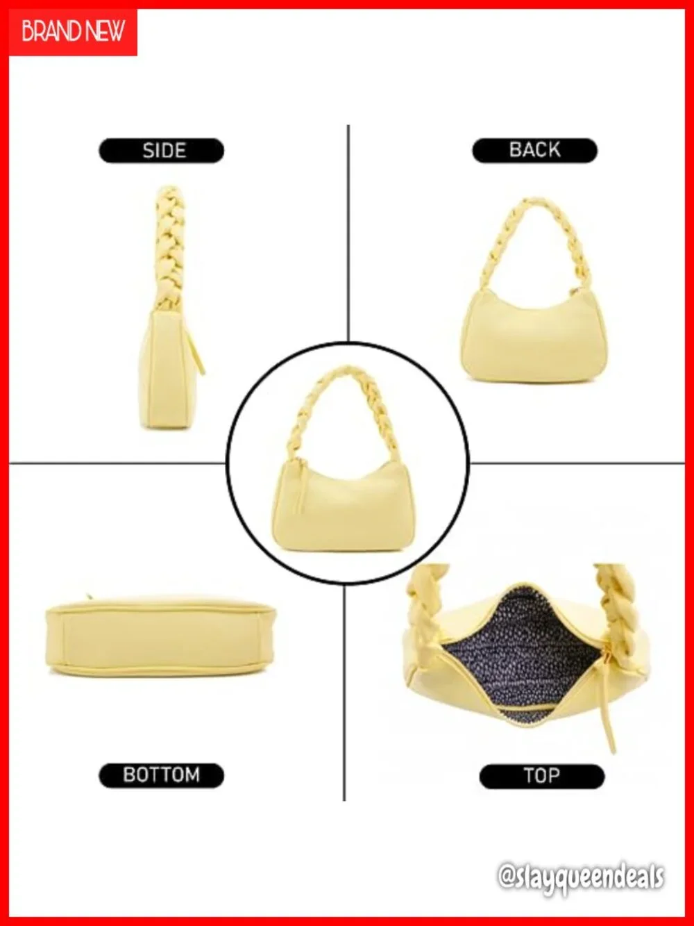 Emperia Braided Top Handle Shoulder Bag Hobo Tote Women Vegan Leather